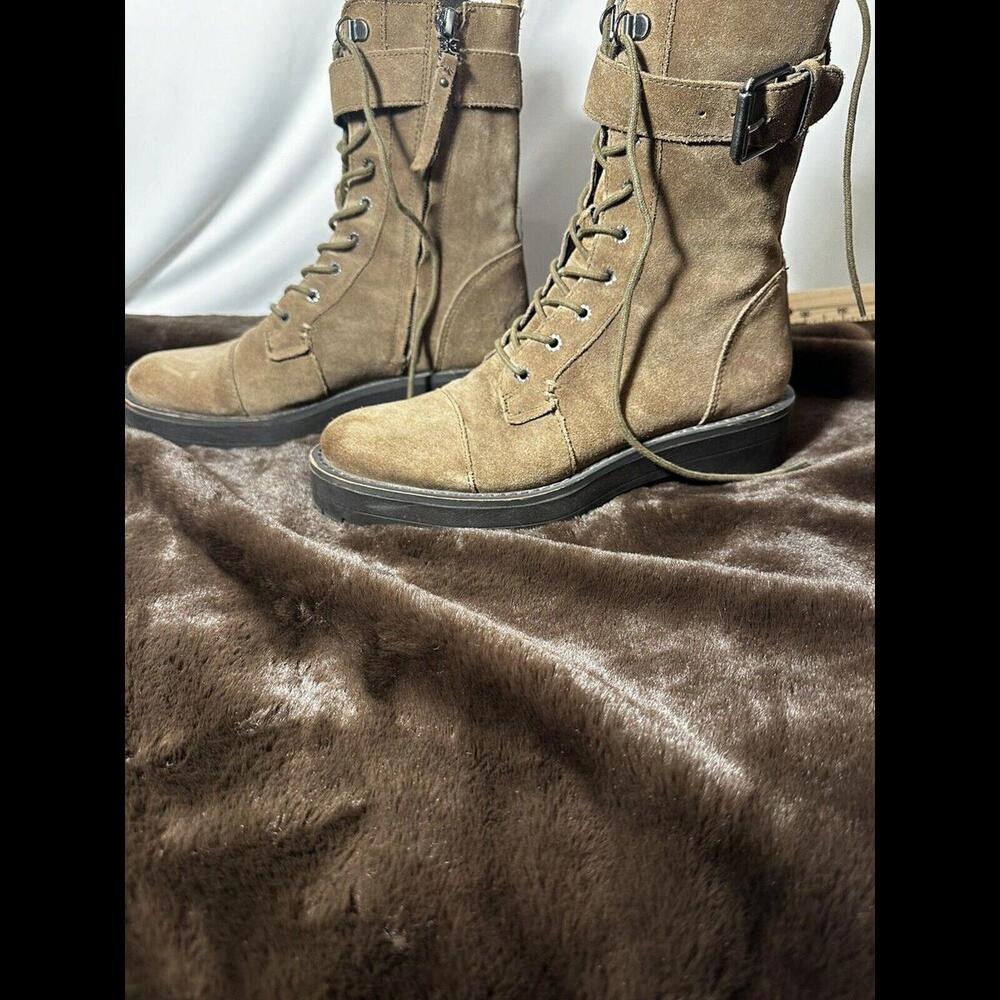 Sam Edelman Brown Suede Junip Lace Up Combat Boots 6.5 Tan Soft Winter Warm